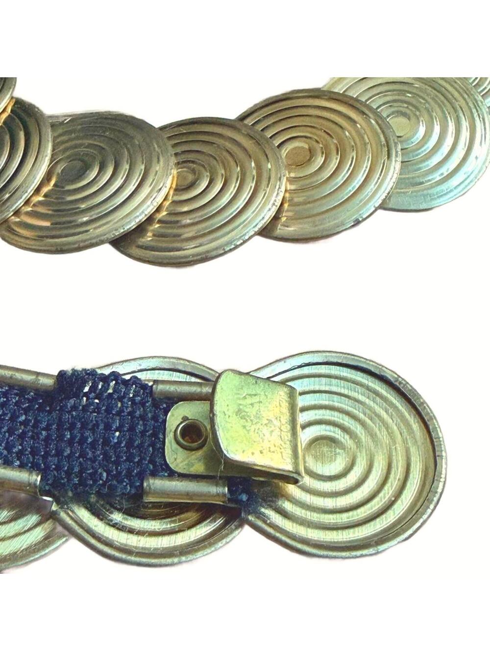 Vintage 80s/90s Gold Disc Stretch Belt Mod Disco 30"-36" - Picture 5 of 7